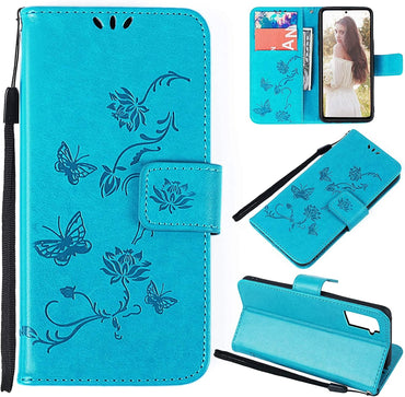 Samsung A12 Case, Samsung Galaxy A12 Case for Women Men Card Slots Magnetic Closure Kickstand Full Protection Premium Leather Flip Wallet Phone Case Cover (Blue) - FoxMart™️ - FCHUI